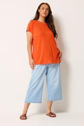YOURS Plus Size Orange Short Sleeve Core T-Shirt | Yours Clothing 1