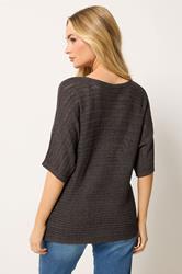 M&Co Chocolate Brown Short Sleeve Tape Knit Jumper | M&C0 2