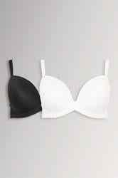 YOURSET 2 PACK Plus Size White & Black Soft Touch Moulded Underwired T-Shirt Bras | Yours Clothing 3
