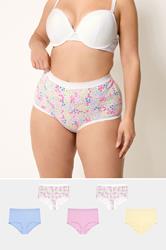 YOURSET 5 PACK Plus Size Pink Floral Spring Full Briefs | Yours Clothing 1