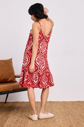 PixieGirl Petite Women's Red Paisley Print Slip Midi Dress | PixieGirl 4