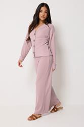 PixieGirl Petite Women's Set Pink Ribbed Top & Trousers | PixieGirl 1
