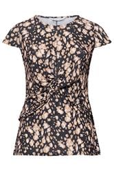 YOURS LONDON Curve Black Animal Print Twist Buckle Top