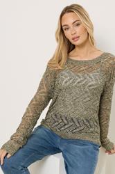 M&Co Khaki Green Open Stitch Knitted Jumper | M&Co 3
