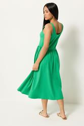 M&Co Petite Green Sleeveless Cotton Midi Dress | M&Co 2