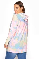 Multi Pastel Tie Dye Zip Hoodie | Yours 