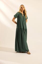 LTS Tall Women's Forest Green Puff Sleeve Cotton Maxi Dress | Long Tall Sally  3