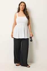 YOURS Plus Size White Broderie Anglasie Vest Top | Yours Clothing 2
