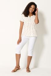 M&Co White Oranges Print Cotton Henley Top | M&Co 1