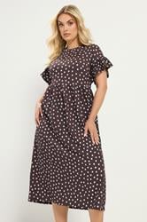 YOURS Plus Size Chocolate Brown Polka Dot Maxi Dress | Yours Clothing 3