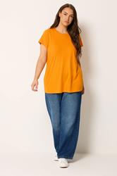 YOURS Plus Size Orange Core Basic T-Shirt | Yours Clothing 1