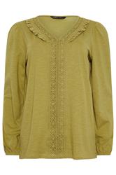 M&Co Green Frill Detail Cotton Blouse
