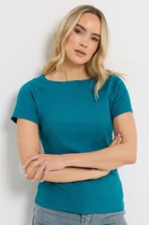 LTS Tall Women's Teal Blue Boat Neck T-Shirt | Long Tall Sally 3