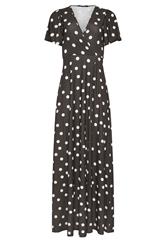 LTS Tall Chocolate Brown Polka Dot Wrap Maxi Dress