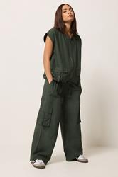 PixieGirl Petite Women's Khaki Green Cotton Gilet | PixieGirl 1