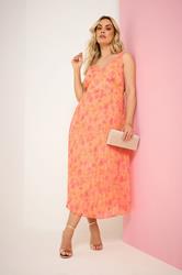YOURS Plus Size Orange Floral Pleated Dress | Yours Clothing 5