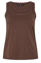 LIMITED COLLECTION Curve Brown Lace Trim Vest Top