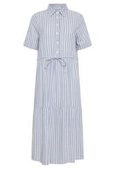 M&Co Blue Stripe Tie Waist Cotton Shirt Dress | M&Co 5