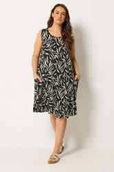 YOURS Plus Size Black Abstract Drape Pocket Dress | Yours Clothing 1