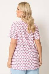 YOURS Plus Size White & Pink Broderie Swing Top | Yours Clothing 2