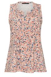 M&Co Orange Ditsy Floral Sleeveless Cotton Henley Top