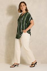 EVANS Plus Size Black & Khaki Tie Dye Swing Top | Evans 1