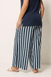 YOURS Plus Size Navy Blue Stripe Trousers | Yours Clothing 2