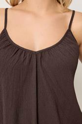 YOURS Plus Size Chocolate Brown Gathered Textured Cami | Yours Clothing 4
