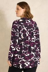EVANS Plus Size Purple Blurred Floral Blouse | Evans 2