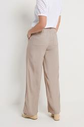 M&Co Natural Brown Wide Leg Linen Trousers | M&Co 4