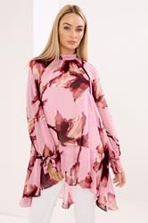 STAR Pink Floral Print Dipped Hem Tunic Top | StarByJM 3