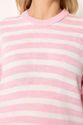 YOURS Plus Size Pink Striped Knitted Jumper | Yours Clothing 4