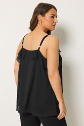 YOURS Plus Size Black Ruffle Vest Top | Yours Clothing 4