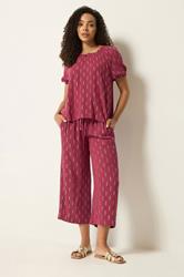 M&Co Berry Red Foil Cropped Trousers | M&Co 3