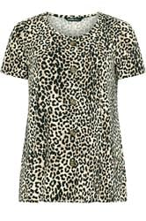 YOURS Plus Size Brown Leopard Print Ribbed Swing T-Shirt | Yours Clothing 6