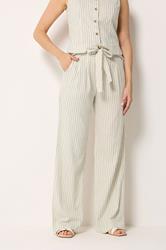 LTS Tall Women's Set Ivory White Pinstripe Waistcoat & Wide Leg Trousers | Long Tall Sally 5