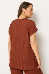 YOURS Plus Size Rust Orange Bubble Textured T-Shirt | Yours Clothing 2