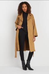 M&Co Brown Faux Suede Wrap Formal Coat | M&Co 1
