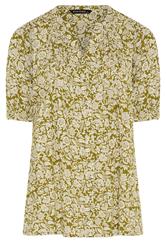 EVANS Curve Green Floral Pintuck Blouse
