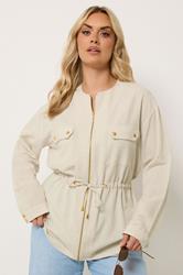 YOURS Plus Size Natural Brown Linen Shacket | Yours Clothing 1