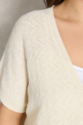 EVANS Plus Size Cream Tape Yarn Short Sleeve Cardigan | Evans 4