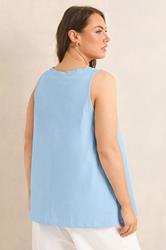 EVANS Curve Blue Premium Cotton Vest Top | Evans 2
