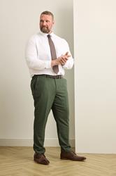 BadRhino Big & Tall Khaki Green Linen Suit Trousers | BadRhino 6