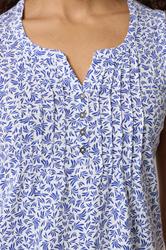 M&Co White & Blue Leaf Print Cotton Sleeveless Henley Top  4
