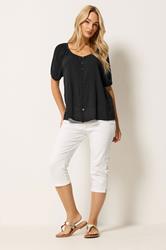 M&Co Black Scoop Neck Crinkle Blouse | M&Co 1