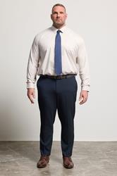 D555 Big & Tall Pink Long Sleeve Non Iron Stretch Shirt | BadRhino 1