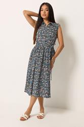 M&Co Petite Black Ditsy Floral Print Shirt Dress | M&Co 1