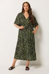 YOURS Plus Size Black Abstract Wrap Front Dress | Yours Clothing 1