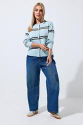 LIMITED COLLECTION Plus Size Blue & Brown Stripe Cardigan | Yours Clothing 1