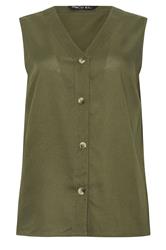 M&Co Khaki Green Sleeveless Button Through Top | M&Co 5